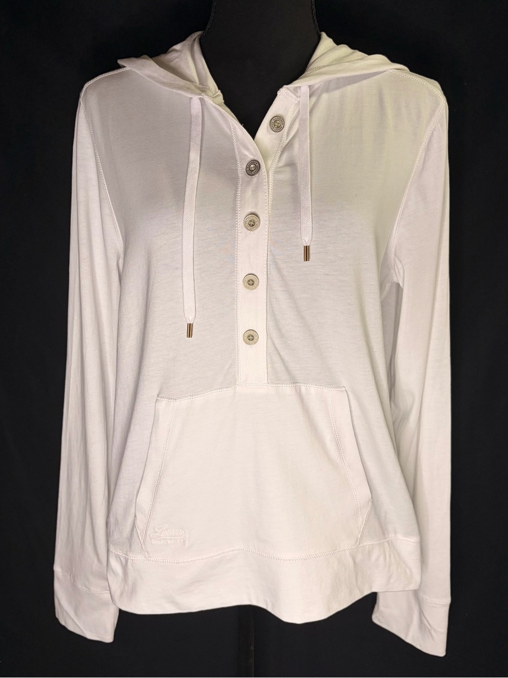 Ralph Lauren Medium Women's White Henley Pullover Tee Shirt Hoodie Like New